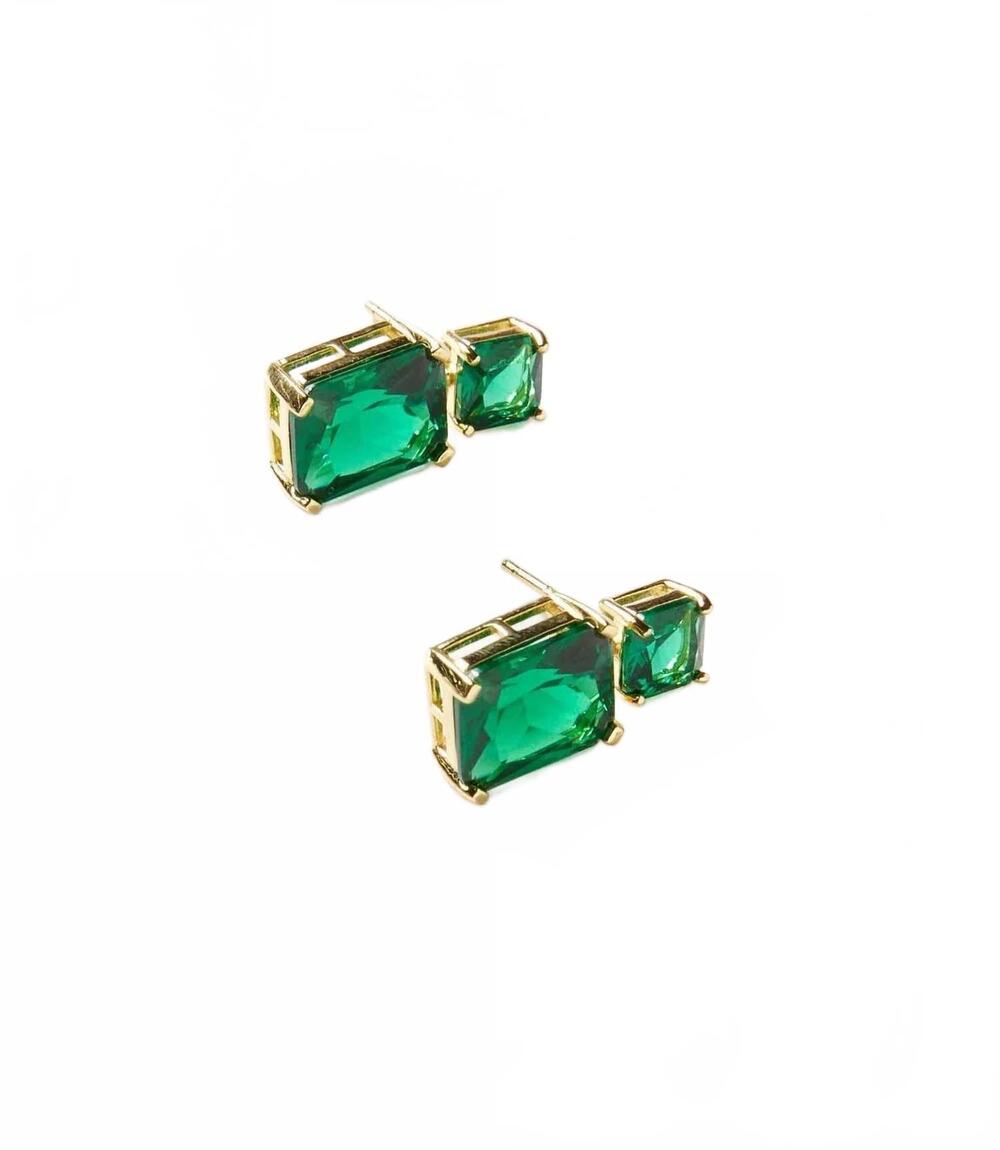 NEW MARLYN SCHIFF women's princess cut drop earrings in emerald